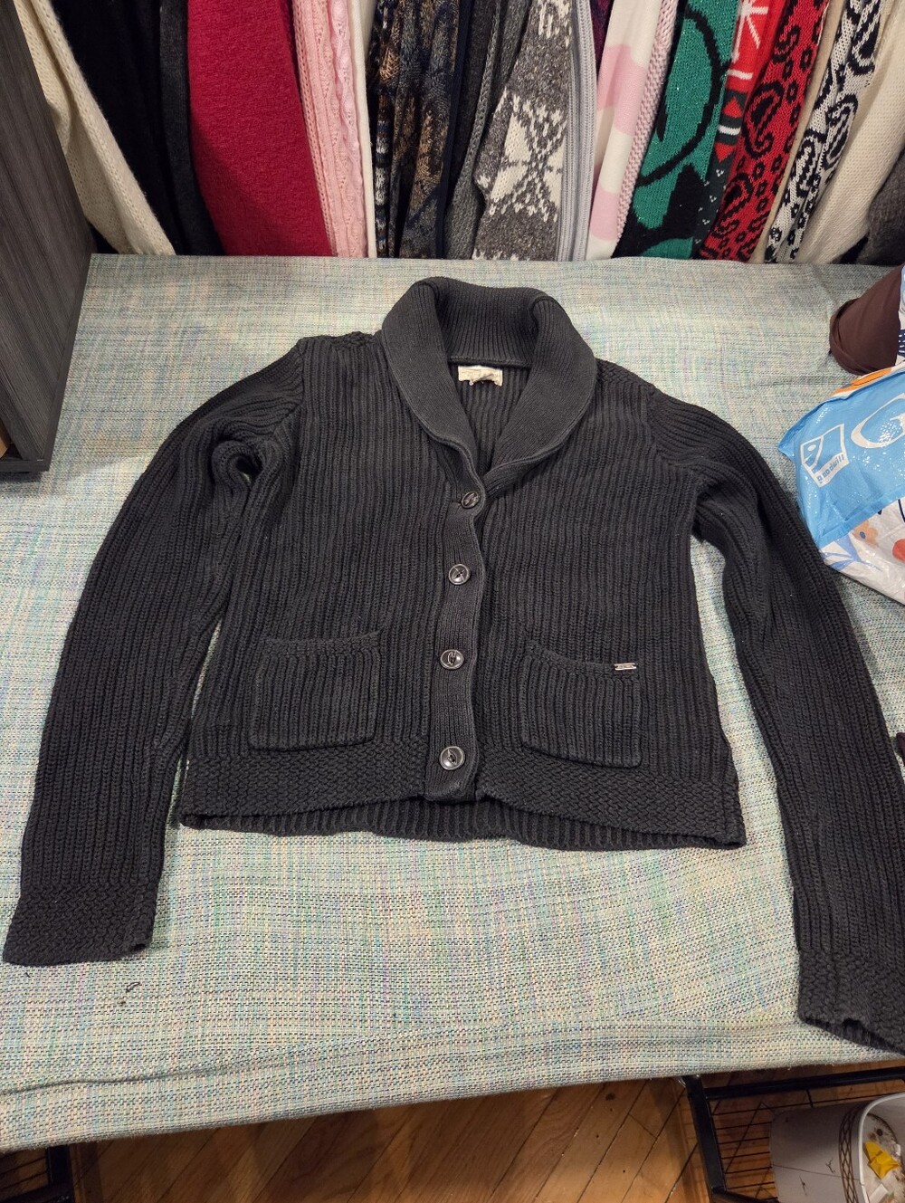 Denim & Supply Ralph Lauren 100% Cotton Chunky Black Cardigan
